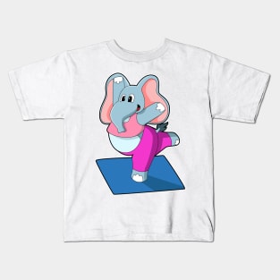 Elephant at Yoga Stretching exercises in Standing Kids T-Shirt